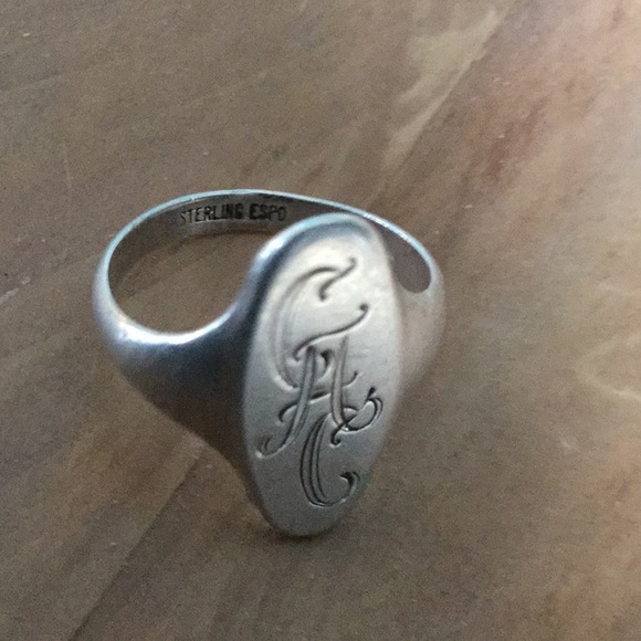 Vintage antique estate pinky silver signet ring boho retro engraved jewelry - Picture 6 of 6